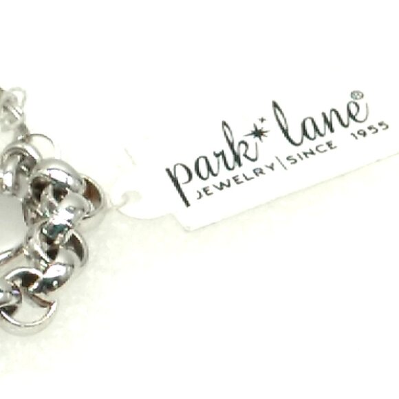 Park Lane Cherish Heart Bracelet Silver-tone Charm Crystal Accent Rolo FLAW READ - Picture 4 of 11